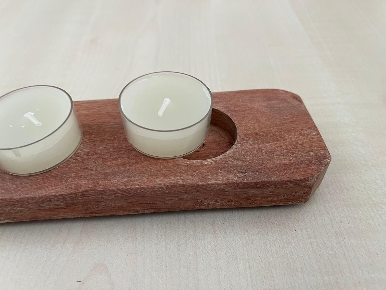 Holz Kerzenhalter Natur Tischleuchter – Bild 6